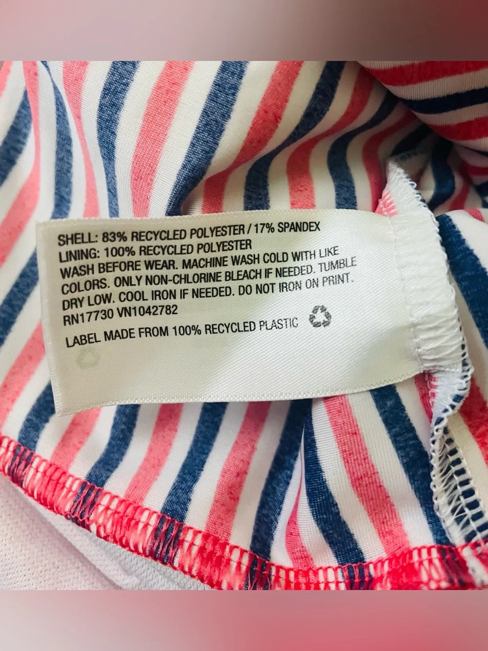 Cat & Jack Toddler Girl Swimsuit 4T Red White Blue Striped One Piece Peplum Zip